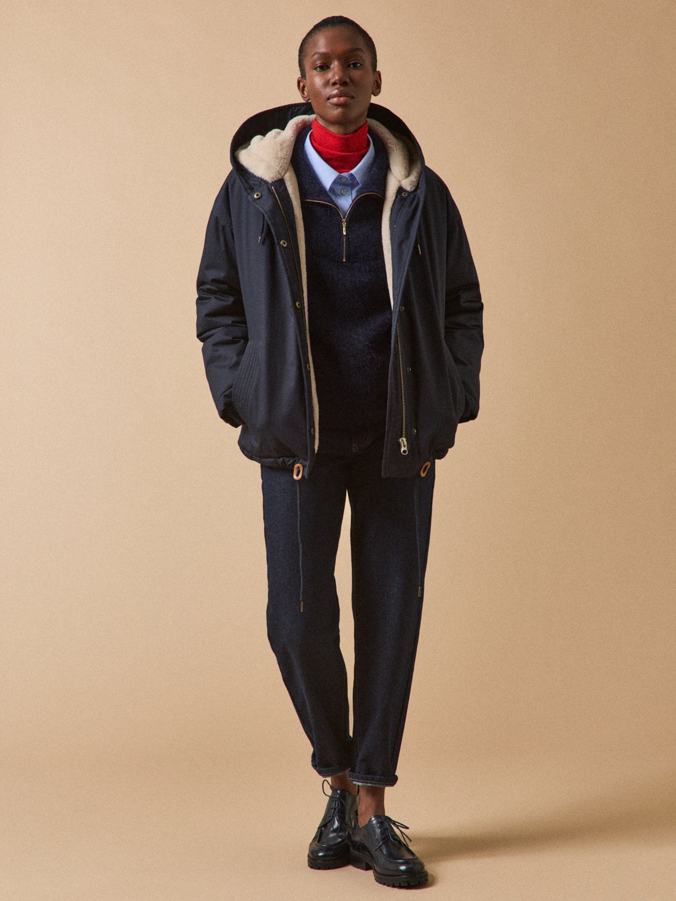 Women's short parka with faux-fur lining - Image 6