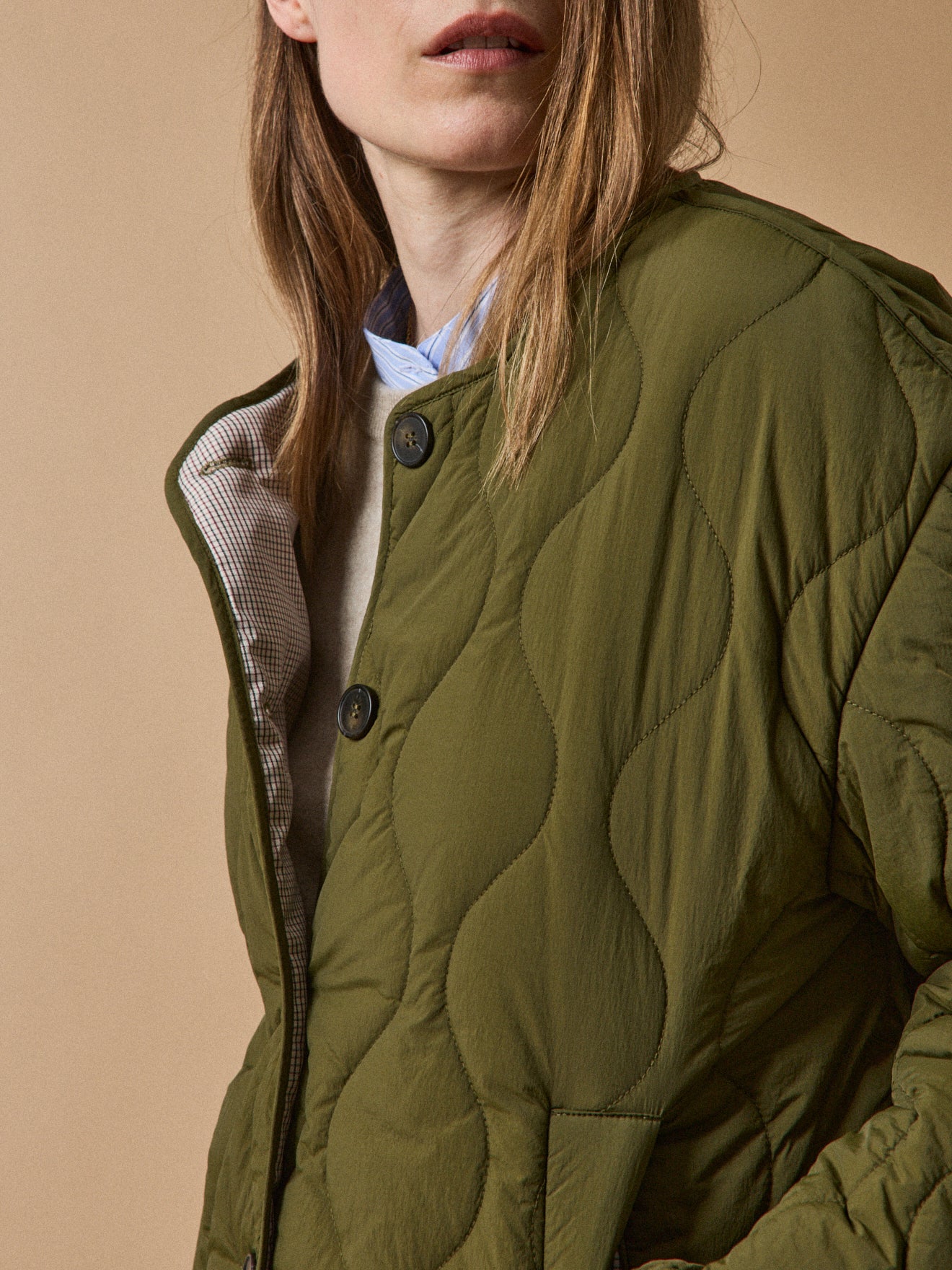 Women's quilted jacket with no collar - Image 5