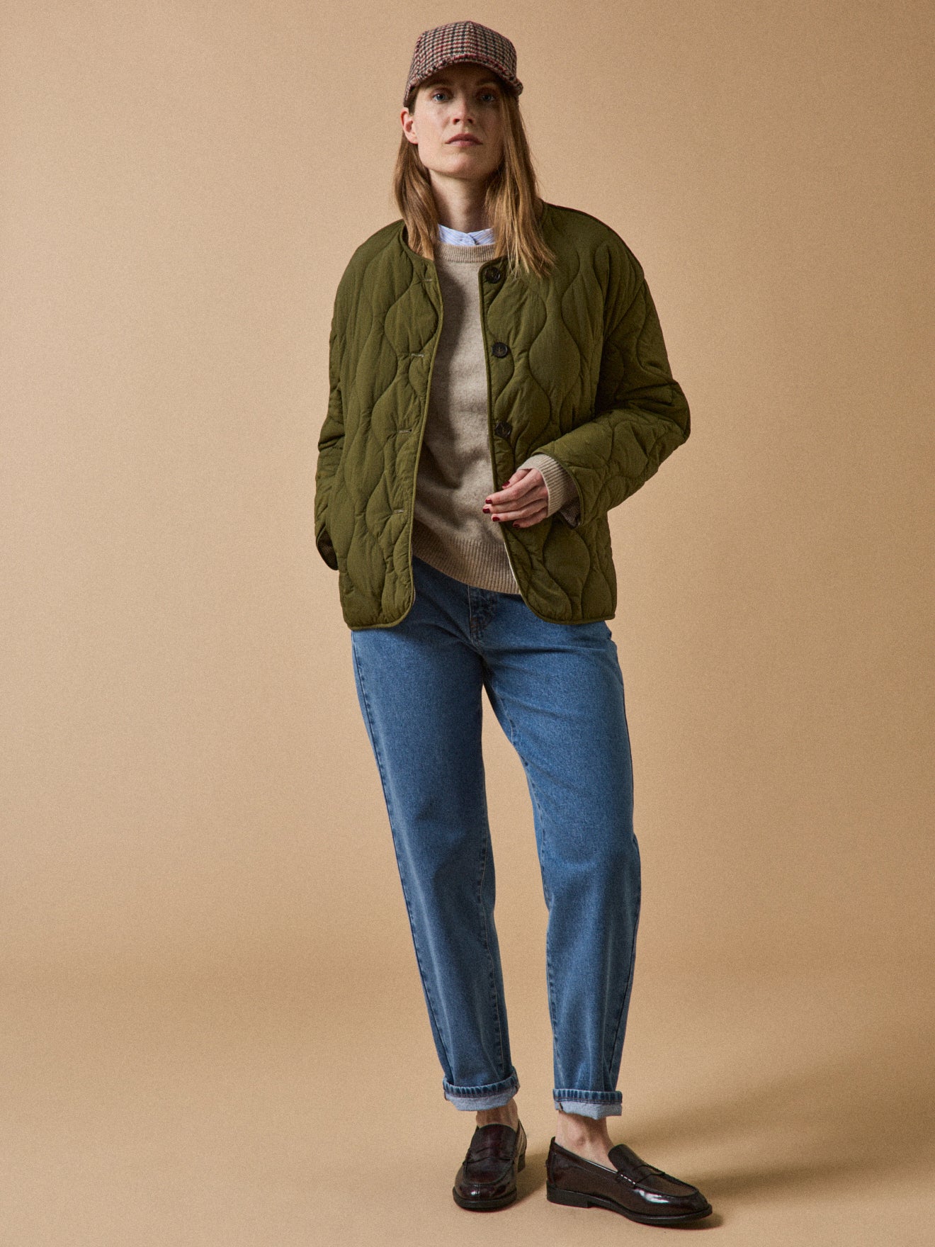 Women's quilted jacket with no collar - Image 8