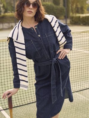 Women's cotton and hemp shift-dress