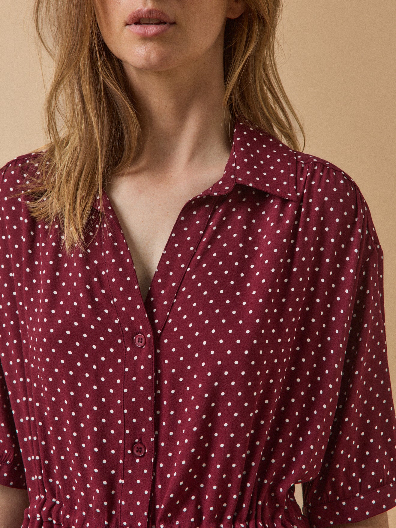 Women's dot-print retro-style knee-length dress - Image 5