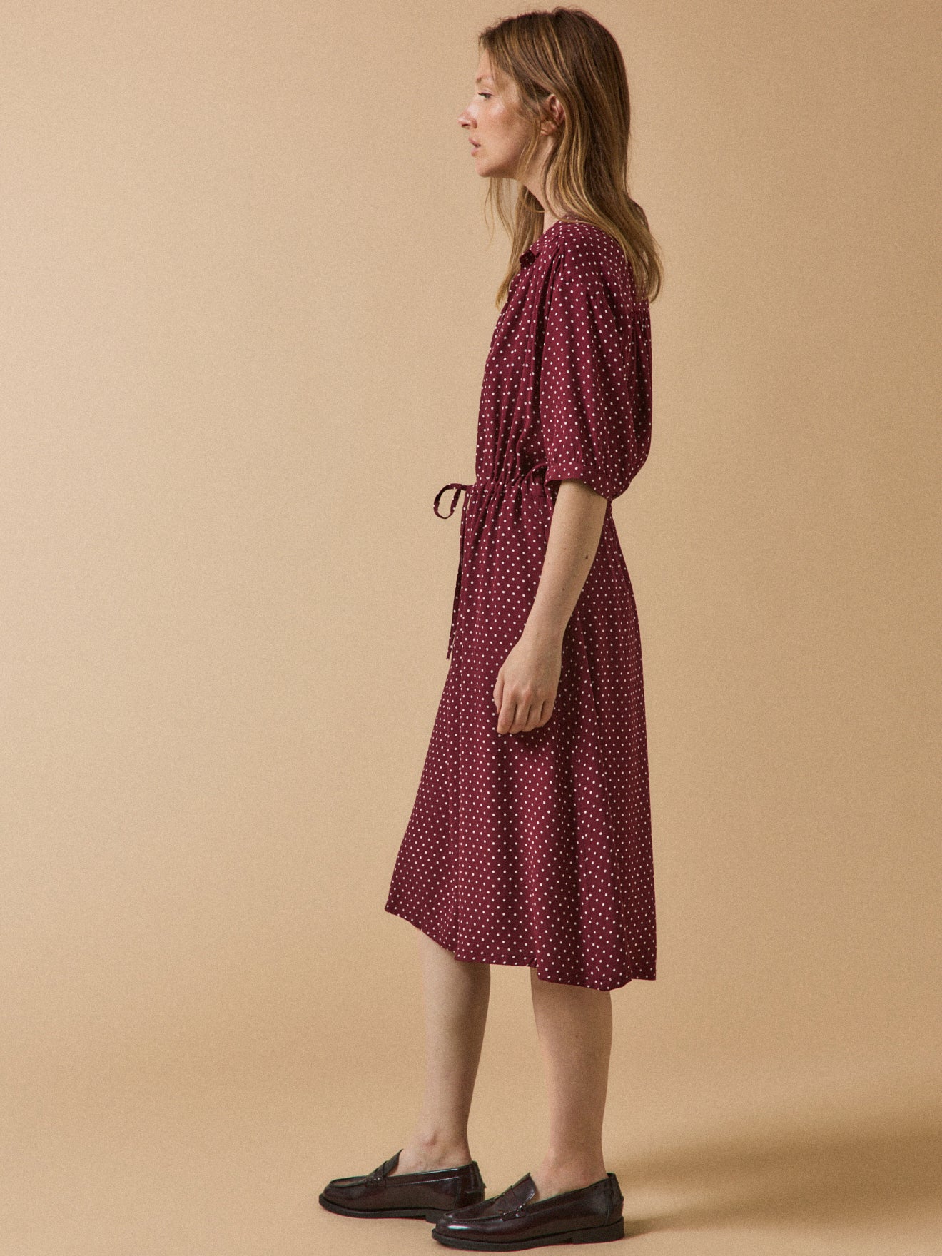 Women's dot-print retro-style knee-length dress - Image 2