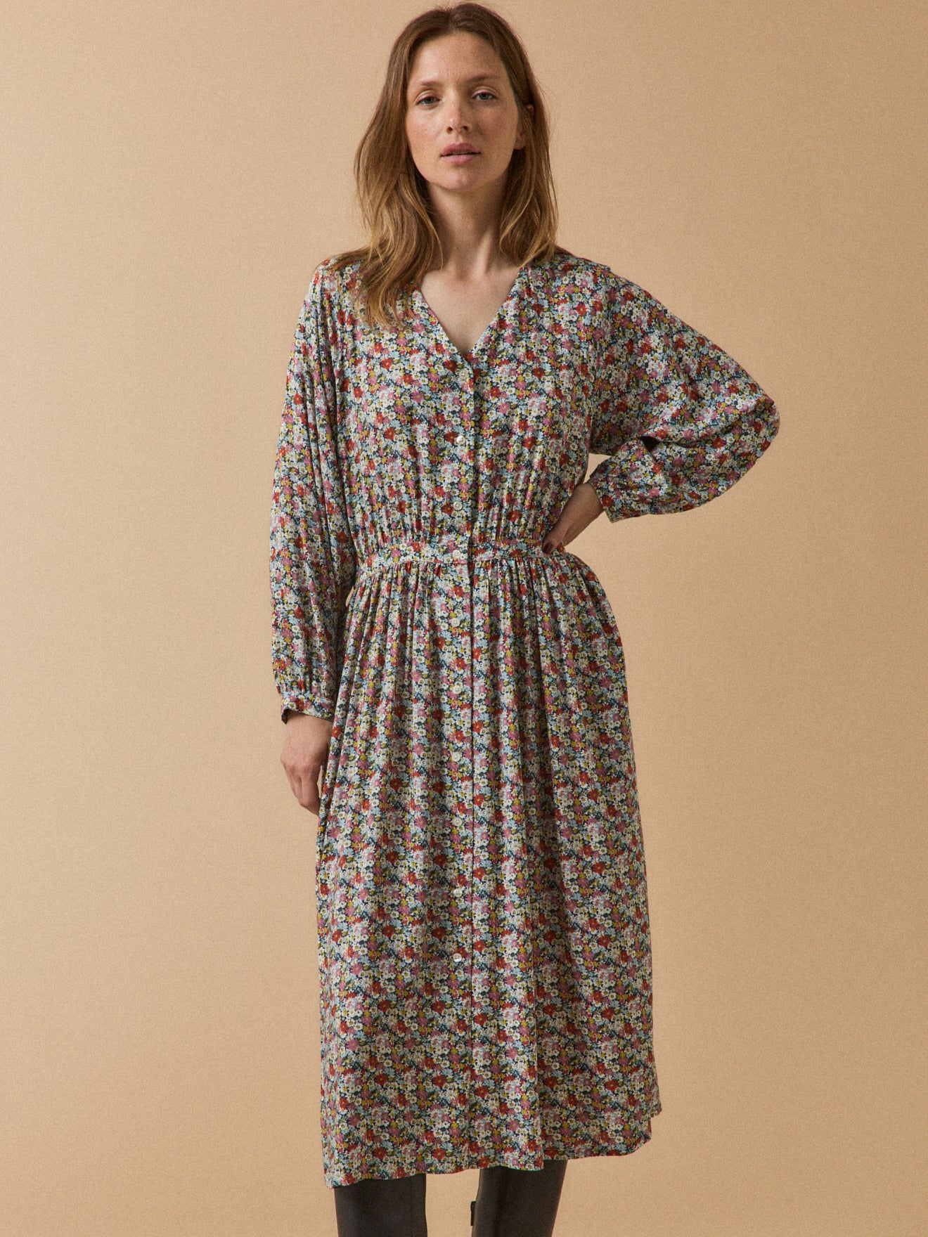 Women's long Libby motif dress made with Liberty fabric - The Limited Collection