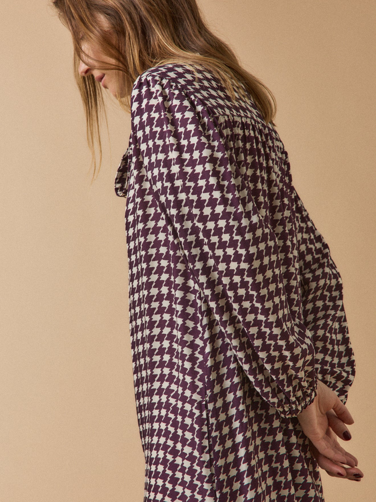 Robe courte femme imprimé pied-de-coq - Image 7