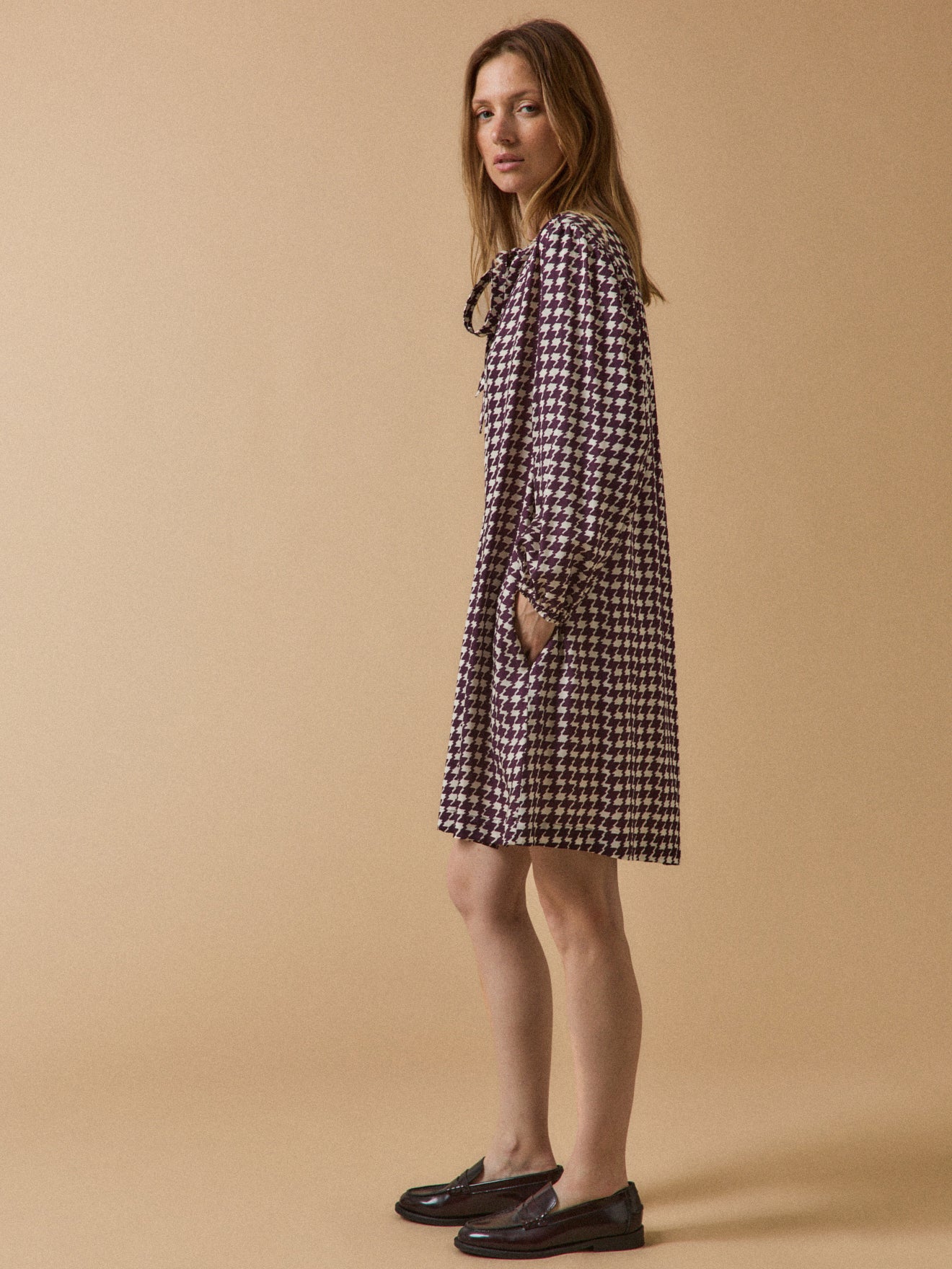 Robe courte femme imprimé pied-de-coq - Image 2