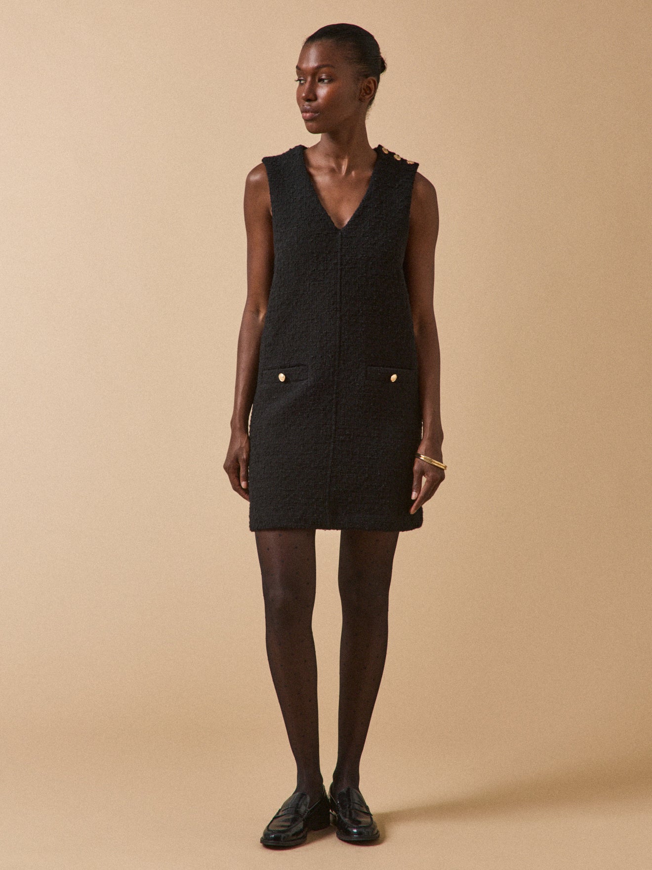 Women's short sleeveless tweed dress - Image 5