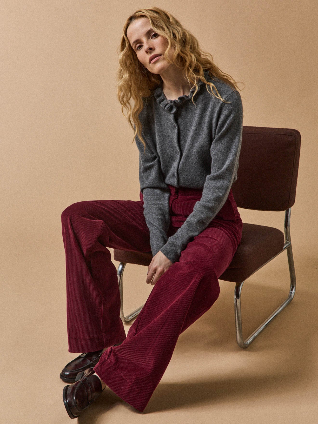 Women's cardigan with ruffled neckline - The Cashmere Collection - Image 5