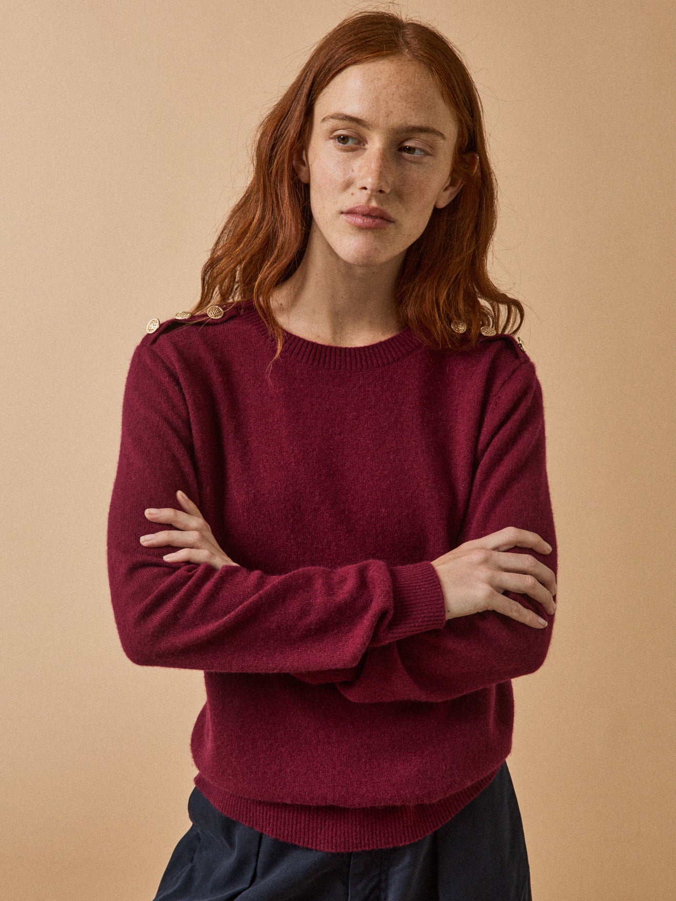 Women's sweater with button shoulders - The Cashmere Collection