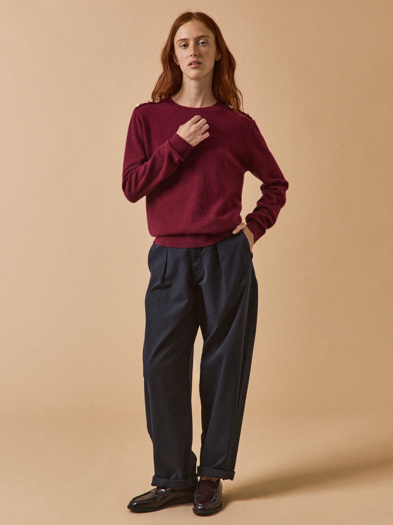 Women's sweater with button shoulders - The Cashmere Collection - Image 4