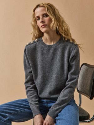 Women's sweater with button shoulders - The Cashmere Collection