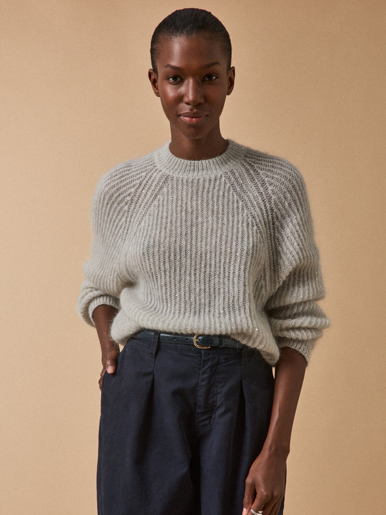 Women's mohair and alpaca sequined sweater