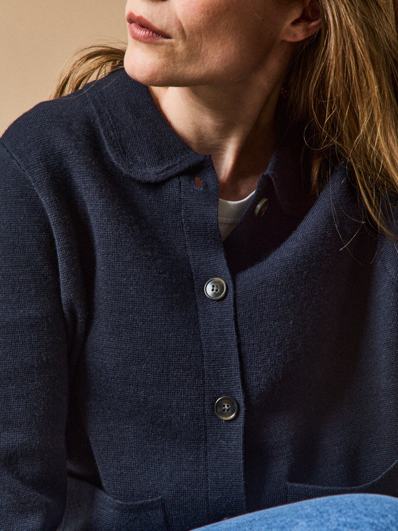 Women's Milano knit cardigan with shirt collar - Image 3