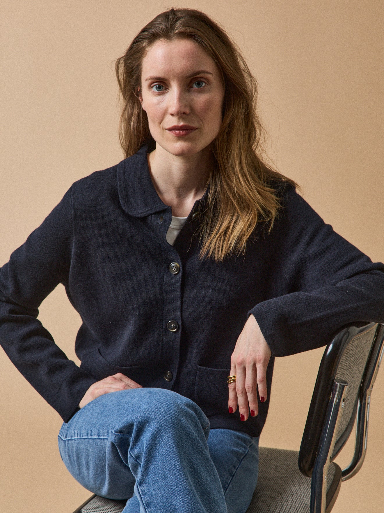 Women's Milano knit cardigan with shirt collar - Image 4