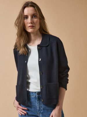 Women's Milano knit cardigan with shirt collar